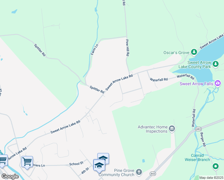 map of restaurants, bars, coffee shops, grocery stores, and more near 226 Sweet Arrow Lake Road in Pine Grove