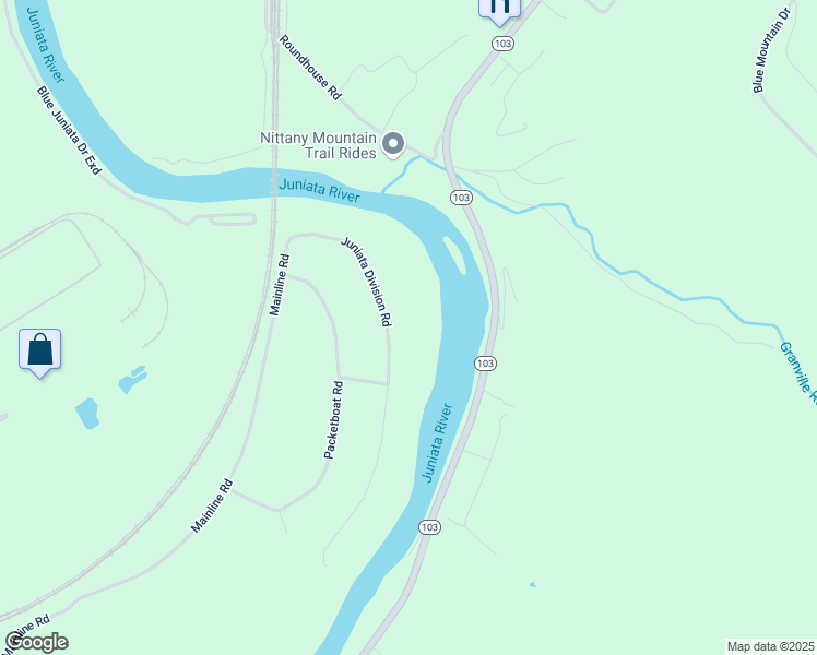 map of restaurants, bars, coffee shops, grocery stores, and more near 182 Juniata Division Road in Lewistown