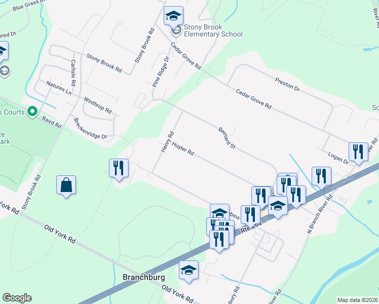 map of restaurants, bars, coffee shops, grocery stores, and more near 59 Huyler Road in Somerville