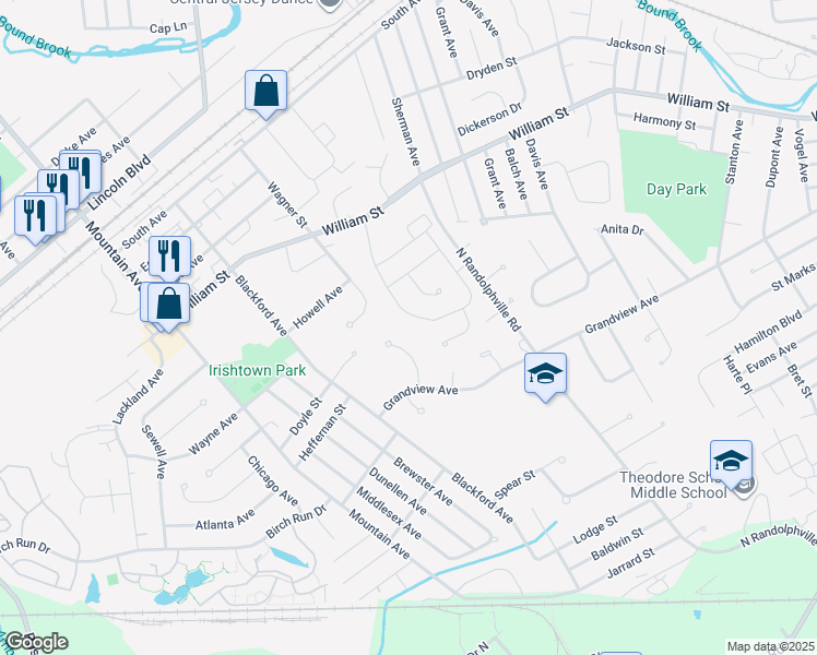 map of restaurants, bars, coffee shops, grocery stores, and more near 18 Jasmine Drive in Piscataway