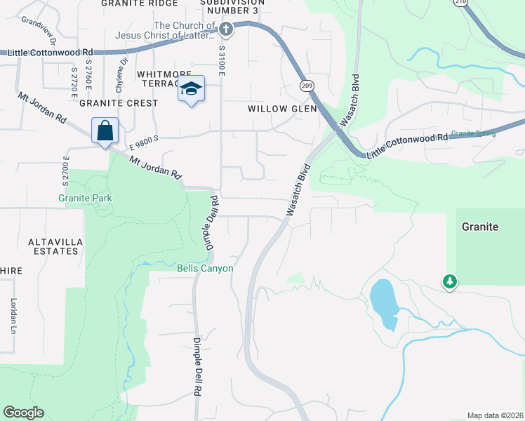 map of restaurants, bars, coffee shops, grocery stores, and more near 3232 Bell Canyon Road in Sandy