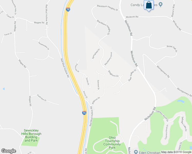 map of restaurants, bars, coffee shops, grocery stores, and more near 106 Summit Drive in Sewickley