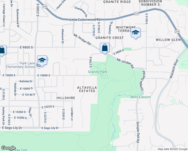 map of restaurants, bars, coffee shops, grocery stores, and more near 2799 Grouse Creek Circle in Sandy