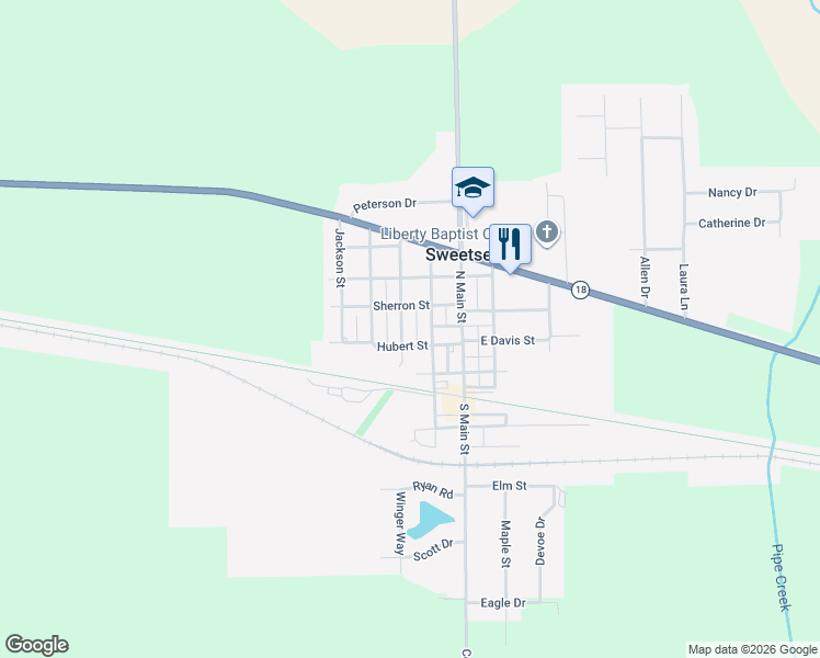 map of restaurants, bars, coffee shops, grocery stores, and more near 219 Hubert Street in Marion