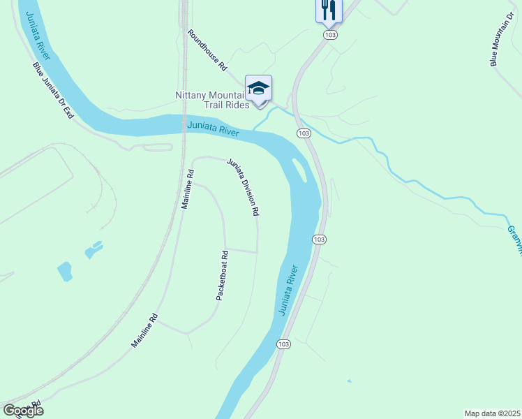 map of restaurants, bars, coffee shops, grocery stores, and more near 182 Juniata Division Road in Lewistown