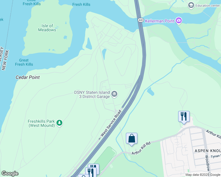 map of restaurants, bars, coffee shops, grocery stores, and more near 1323 Muldoon Avenue in Staten Island