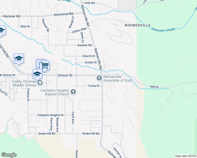 map of restaurants, bars, coffee shops, grocery stores, and more near 3607 Trinity Street in Fortuna