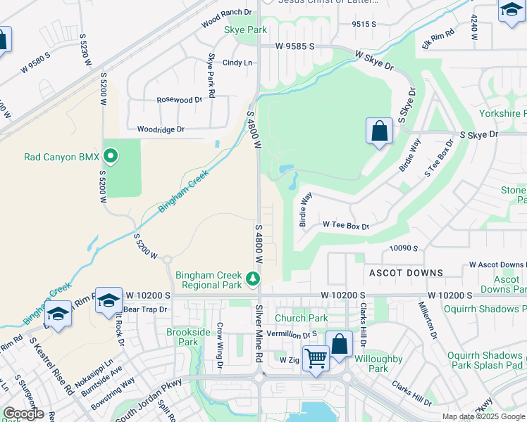 map of restaurants, bars, coffee shops, grocery stores, and more near 4794 West Hogan Alley Drive in South Jordan