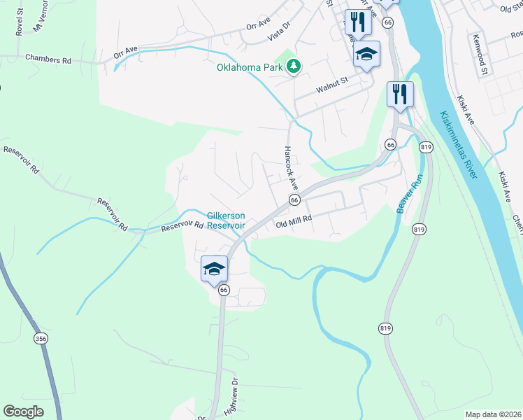 map of restaurants, bars, coffee shops, grocery stores, and more near 1005 King Arthur Drive in Apollo