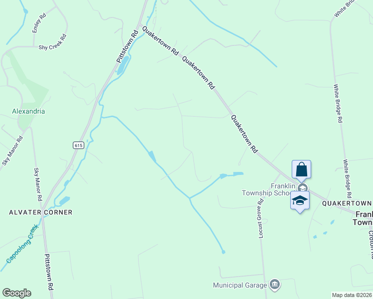 map of restaurants, bars, coffee shops, grocery stores, and more near 12 Woodland Road in Franklin Township