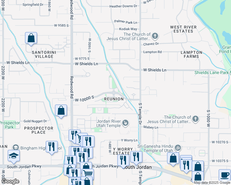 map of restaurants, bars, coffee shops, grocery stores, and more near in Riverton