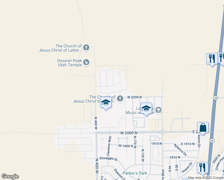 map of restaurants, bars, coffee shops, grocery stores, and more near 338 West 2240 North in Tooele