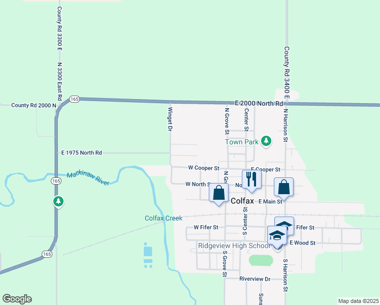 map of restaurants, bars, coffee shops, grocery stores, and more near 306 Terra Lane in Colfax