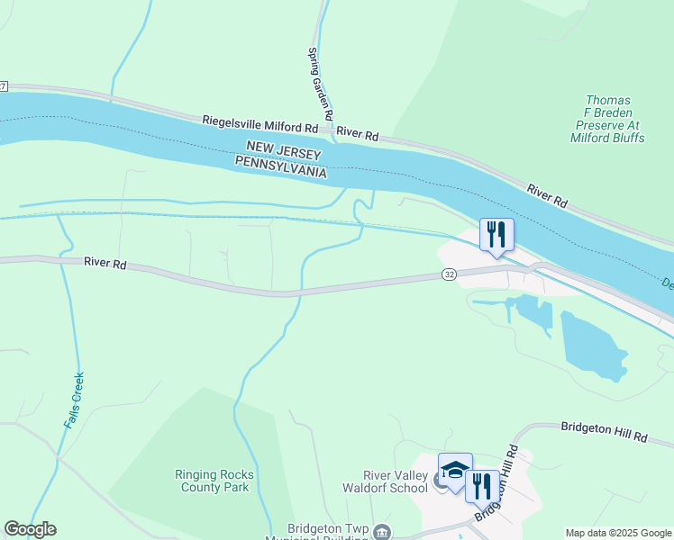 map of restaurants, bars, coffee shops, grocery stores, and more near 1885 River Road in Upper Black Eddy
