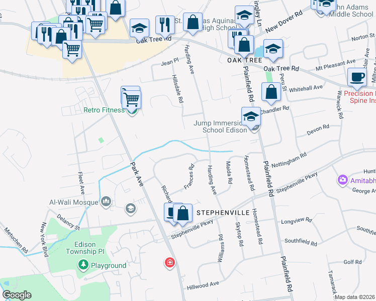 map of restaurants, bars, coffee shops, grocery stores, and more near 9 Jennifer Court in Edison