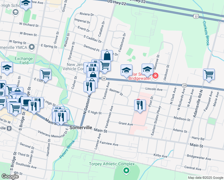 map of restaurants, bars, coffee shops, grocery stores, and more near 51 Reimer Street in Somerville