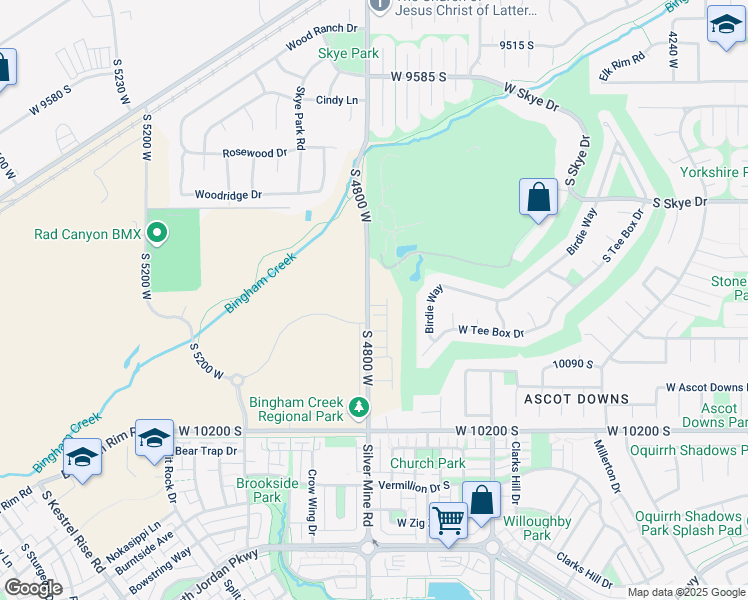 map of restaurants, bars, coffee shops, grocery stores, and more near 4794 West Hogan Alley Drive in South Jordan