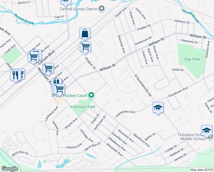 map of restaurants, bars, coffee shops, grocery stores, and more near 24 Wagner Avenue in Piscataway