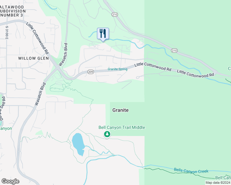 map of restaurants, bars, coffee shops, grocery stores, and more near 3738 Catamount Ridge Way in Sandy