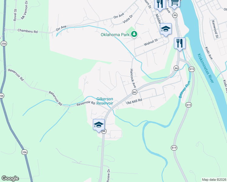 map of restaurants, bars, coffee shops, grocery stores, and more near 1005 King Arthur Drive in Apollo