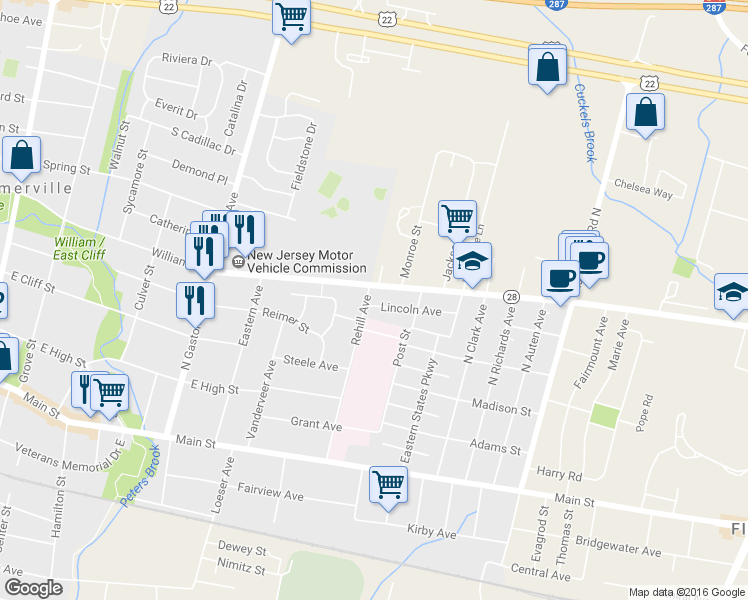 map of restaurants, bars, coffee shops, grocery stores, and more near 172 Rehill Avenue in Somerville