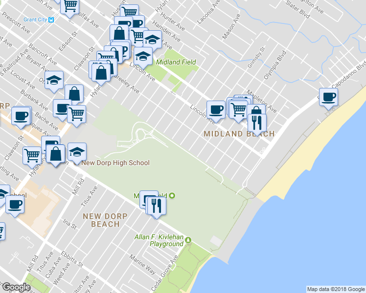 map of restaurants, bars, coffee shops, grocery stores, and more near 982 Nugent Avenue in Staten Island