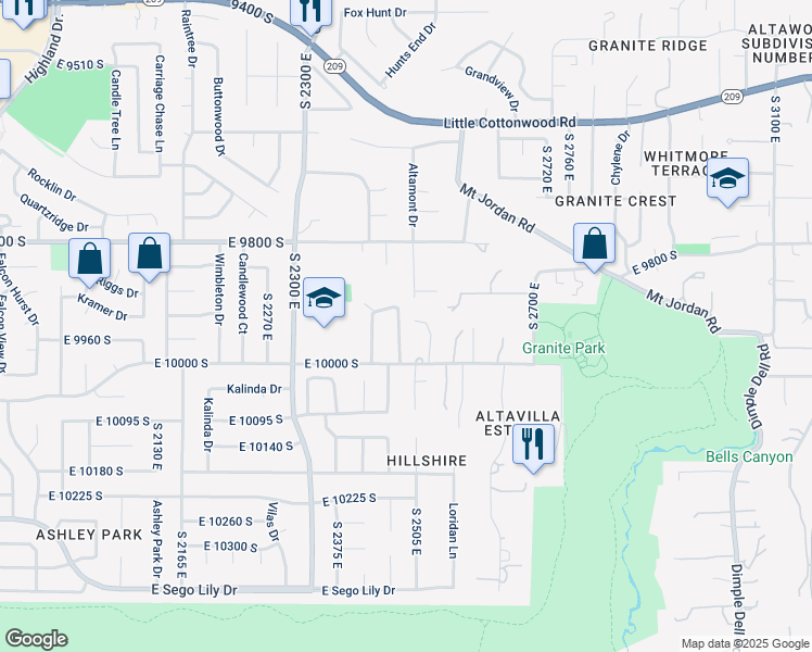 map of restaurants, bars, coffee shops, grocery stores, and more near 9939 Summit View Drive in Sandy