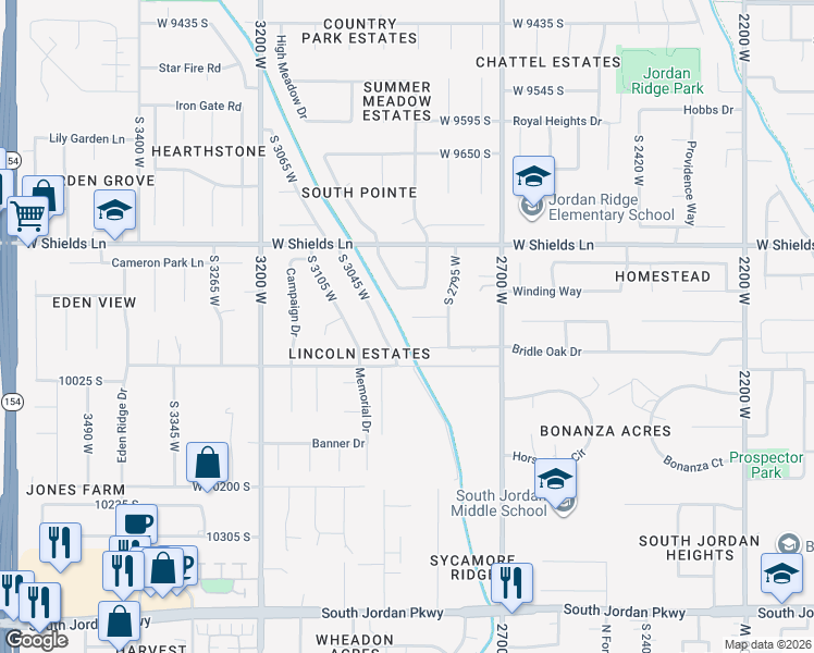 map of restaurants, bars, coffee shops, grocery stores, and more near 2885 West 9920 South in South Jordan