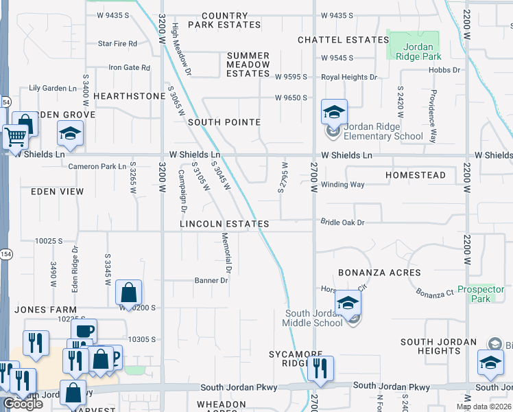map of restaurants, bars, coffee shops, grocery stores, and more near 2885 West 9920 South in South Jordan