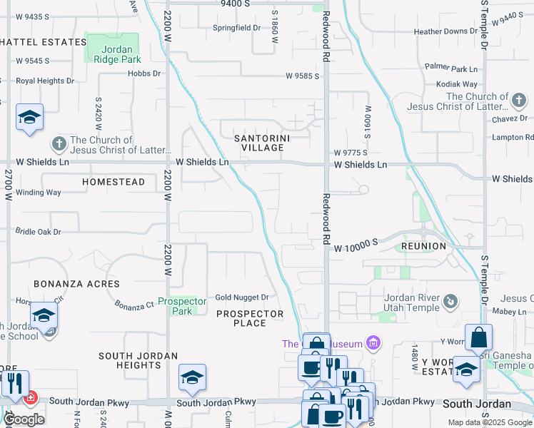 map of restaurants, bars, coffee shops, grocery stores, and more near 1891 Orchard View Circle in South Jordan