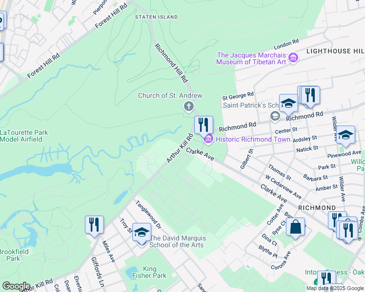 map of restaurants, bars, coffee shops, grocery stores, and more near in Staten Island