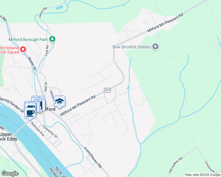 map of restaurants, bars, coffee shops, grocery stores, and more near 278 Milford Warren Glen Road in Milford