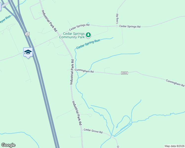 map of restaurants, bars, coffee shops, grocery stores, and more near 186 Cunningham Road in Mifflintown