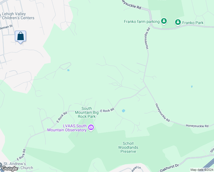 map of restaurants, bars, coffee shops, grocery stores, and more near 939 East Rock Road in Allentown