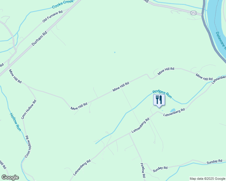 map of restaurants, bars, coffee shops, grocery stores, and more near Mine Hill Road in Bucks County
