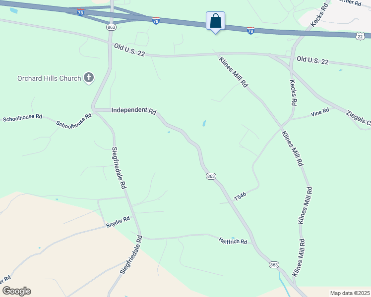 map of restaurants, bars, coffee shops, grocery stores, and more near 1794 Independent Road in Breinigsville