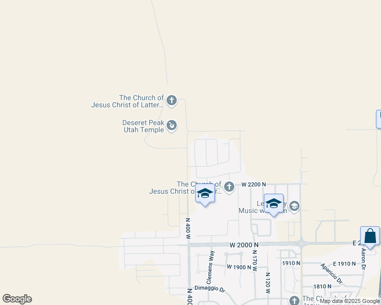 map of restaurants, bars, coffee shops, grocery stores, and more near 2313 North 370 West in Tooele
