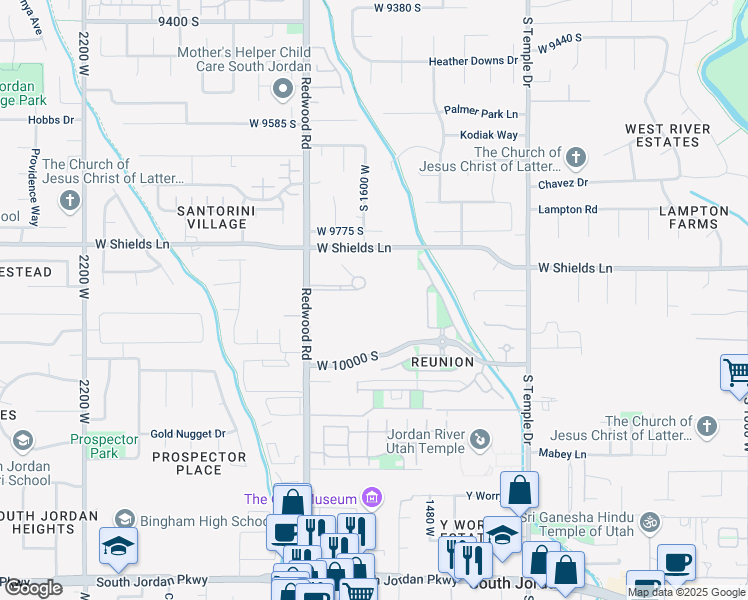 map of restaurants, bars, coffee shops, grocery stores, and more near 1639-1665 Merit Parkway in South Jordan