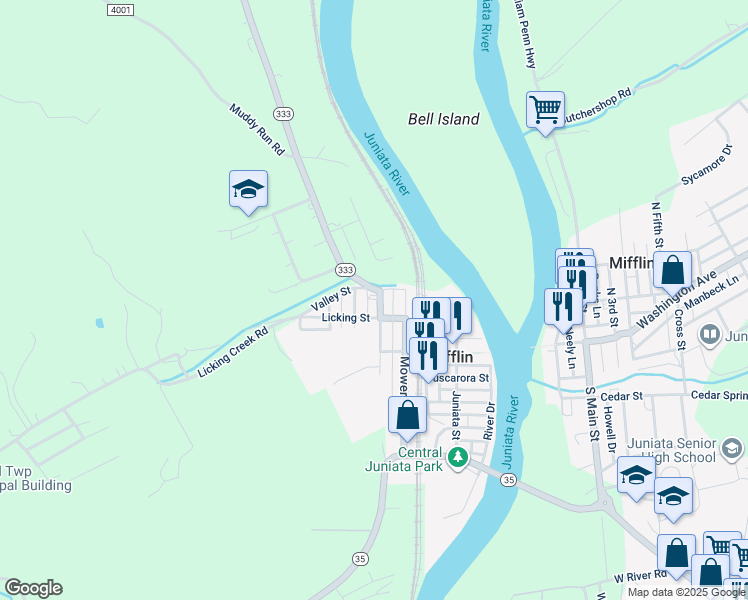 map of restaurants, bars, coffee shops, grocery stores, and more near 210 Foster Street in Port Royal