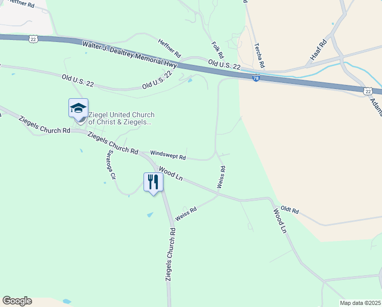 map of restaurants, bars, coffee shops, grocery stores, and more near 9954 Windswept Court in Breinigsville
