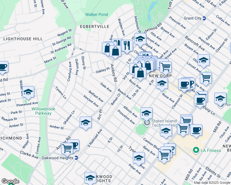 map of restaurants, bars, coffee shops, grocery stores, and more near 236 3rd Street in Staten Island