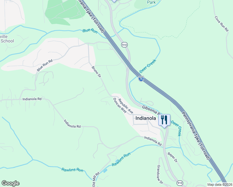 map of restaurants, bars, coffee shops, grocery stores, and more near 118 Republic Avenue in Indianola