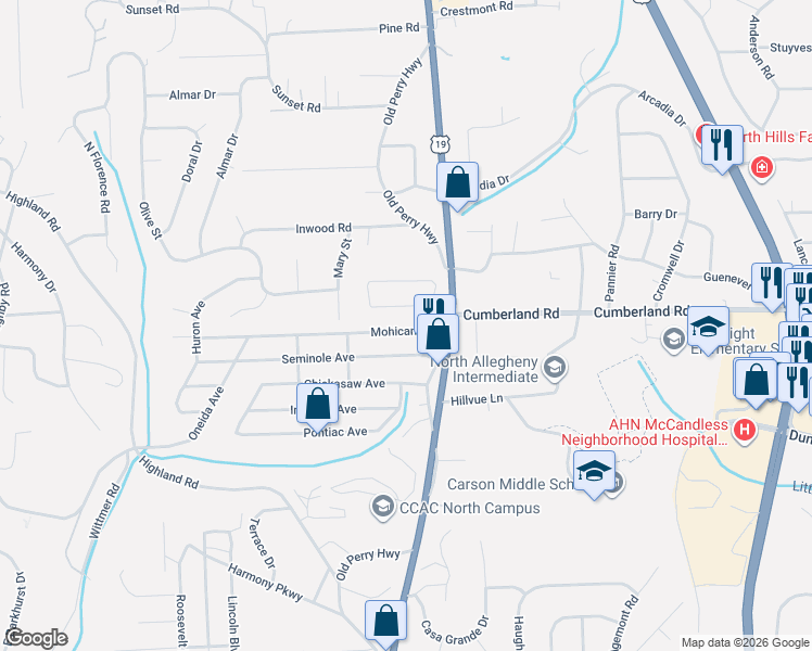 map of restaurants, bars, coffee shops, grocery stores, and more near 141 Perryvista Avenue in Pittsburgh
