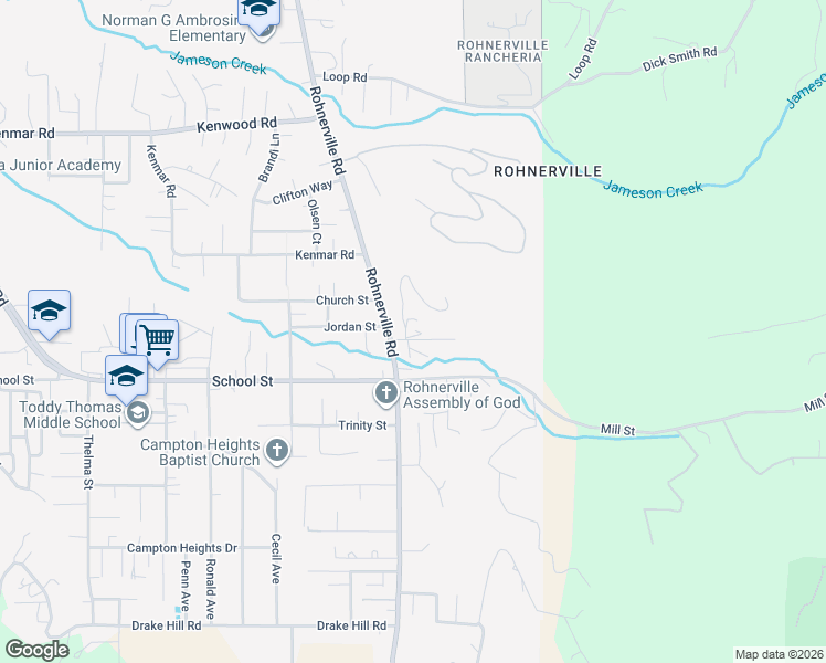 map of restaurants, bars, coffee shops, grocery stores, and more near 1401 Rohnerville Road in Fortuna