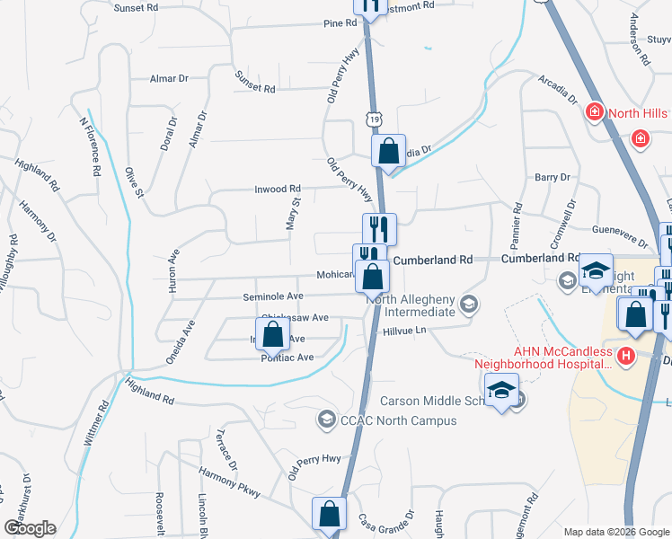 map of restaurants, bars, coffee shops, grocery stores, and more near 179 Perryvista Avenue in Pittsburgh