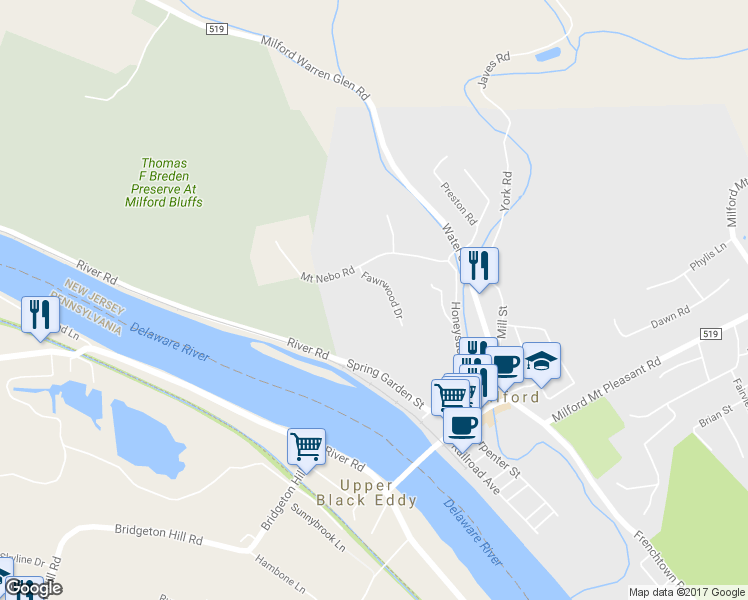 map of restaurants, bars, coffee shops, grocery stores, and more near 311 Fawnwood Drive in Milford