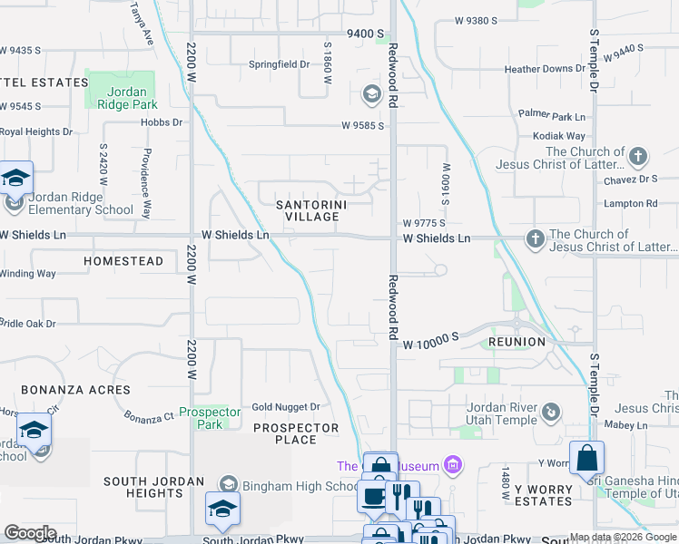 map of restaurants, bars, coffee shops, grocery stores, and more near 9873 Orchard View Drive in South Jordan