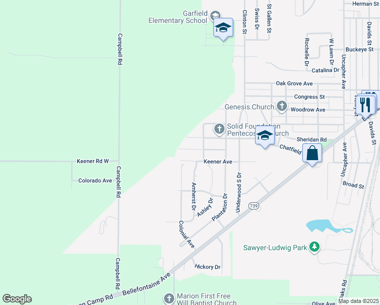 map of restaurants, bars, coffee shops, grocery stores, and more near 1207 Woodbine Ave in Marion