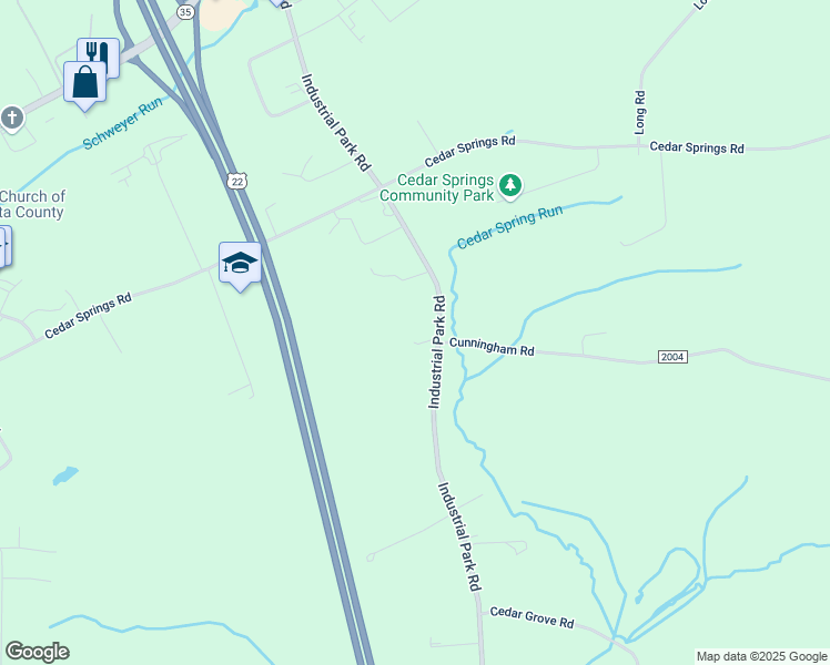 map of restaurants, bars, coffee shops, grocery stores, and more near 1927 Industrial Park Road in Mifflintown