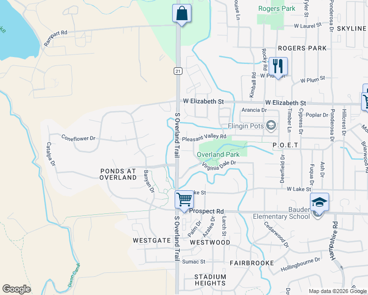 map of restaurants, bars, coffee shops, grocery stores, and more near 3018 Stadium Court in Fort Collins